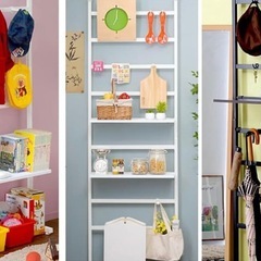 つっぱりラダーラック　パーテーション　壁面　スリム　ラック　ハンガー　本棚　収納の画像