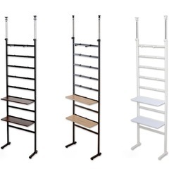 つっぱりラダーラック　パーテーション　壁面　スリム　ラック　ハンガー　本棚　収納の画像