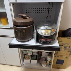 【配送可】レンジ台　キッチン収納(スライド収納)(電子レンジやその他中に入っているものは含みません)の画像