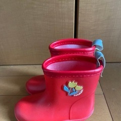 フタフタfutafuta レッド 花モチーフ 長靴の画像