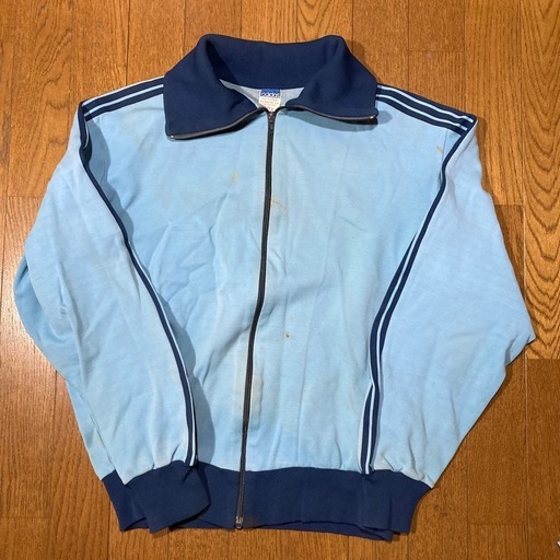 貴重 60-70' adidas アディダス 西ドイツ製 ジャージ size5 日本M位 ライトブルー