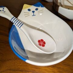 猫とんすいボウル3個*猫おさじ2本おまけの画像