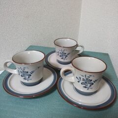 未使用　ノリタケストーンウェアのカップアンドソーサー３客組 口径 8.4㎝の画像