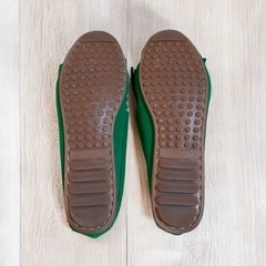 ミネトンカ モカシン シューズ グリーン 23cm 大人かわいい フリンジの画像