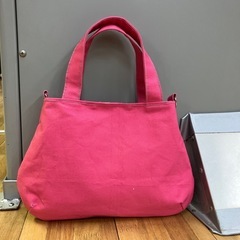 【ハンドメイド】帆布ミニトートバッグ カーネーションピンク 小さなかばん 2way1113新品未使用の画像