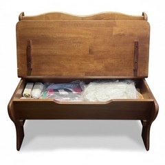 3点セット【昭和レトロ家具✨】どんぐり柄🌲収納付き木製ベンチの画像