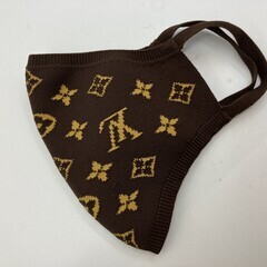 LOUIS VUITTON モノグラム マスク・マイユ M76747 ニットマスク 茶×イエロー 正規品の画像