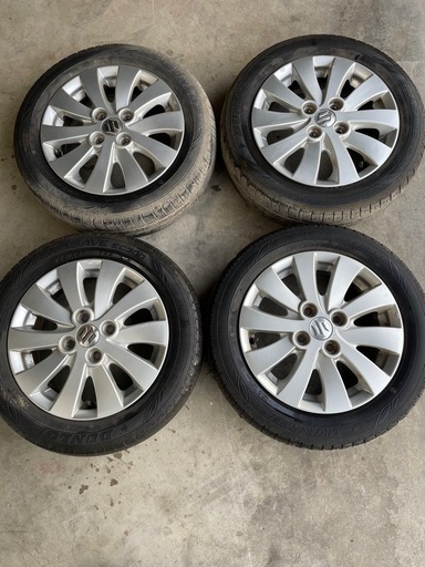 スズキ純正アルミホイール付き春タイヤ‼︎155/65/14‼︎軽自動車に‼︎ダンロップ