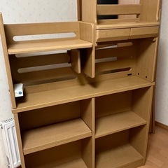 学習机 本棚 サイドチェスト 3点セット 木製 ナチュラルの画像