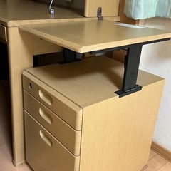 学習机 本棚 サイドチェスト 3点セット 木製 ナチュラルの画像