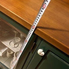 サイドボード 食器棚 深緑 ダークグリーン 木製 ビンテージの画像