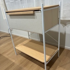 サイドテーブル 棚 オーガニック ナチュラル系  引き出し付き テーブル の画像