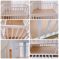 美品ヤトミ ベビーベッド ホワイトの画像