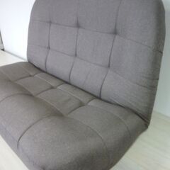 2-5　未使用/新品　座椅子 2人掛け 5段階リクライニング 立体構造 へたりにくいポケットコイル 広々座面 ローソファ ソファー ソファ ファブリック生地 グレージュの画像