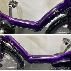 1年保証 送料無料　ブリヂストン　20インチ　子供乗せ　紫色　電動アシスト自転車 g1115の画像