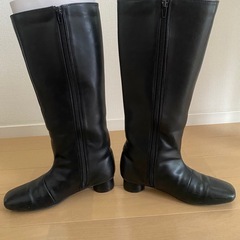 SESTO：スクエアトゥ ローヒールロングブーツの画像