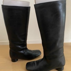 SESTO：スクエアトゥ ローヒールロングブーツの画像