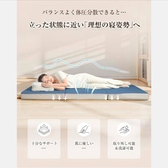 【新品未使用】高反発 硬め190N 密度36D 折りたたみマットレス シングル厚さ10cm 三つ折りマットレス ブルーの画像
