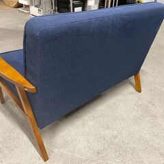 【美品】二人掛けソファー ネイビー 北欧風 脚付き コンパクト 人気 早い者勝ち 引取歓迎 配送OKの画像