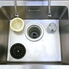 ≪zyt2551ジ≫ マルゼン ステンレス製 業務用2槽シンク BS2-126 幅120cm 奥行60cm バックガード付 単水栓4口付属 現状品 中古厨房機器/宮城県仙台市 71024-06の画像