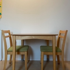 【75%OFF】ダイニングテーブル3点セット (ニトリ　DT CLS 75×75cm）の画像