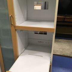 ★リユースのサカイ横浜南店★YM1610  レンジ台 ブラウン／ホワイト W74×D42×H130 クリーニング済みの画像