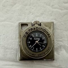 火花のみ確認済み 現状品 ZIPPO TIME LITE Ⅶ ジッポーライター タイムライト 紺 喫煙具 オイルライター 時計 札幌市 白石店 の画像