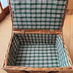 ラタン風ピクニックバスケット／かごバッグ（収納・インテリアにも◎）
の画像