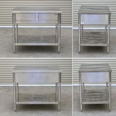 ≪zyt2552ジ≫ タニコー ステンレス製 引出し付作業台 TX-WT-90DNB 幅90cm 奥行60cm アジャスタ固着 現状品 調理台/店舗/設備/DIY/中古厨房機器/宮城県仙台市 71024-07の画像