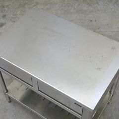 ≪zyt2552ジ≫ タニコー ステンレス製 引出し付作業台 TX-WT-90DNB 幅90cm 奥行60cm アジャスタ固着 現状品 調理台/店舗/設備/DIY/中古厨房機器/宮城県仙台市 71024-07の画像
