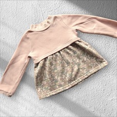 F.O.KIDS系　オルンブルー（ORN BLUE）裏起毛ワンピース　花柄　90サイズの画像