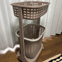 ●２段 ランドリーバスケット●ブラウンの画像