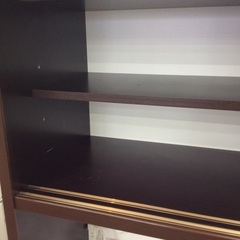 【引き出しソフトクローズ】キッチンボード　松田家具　 ダイニングボード レンジボード 食器棚 カップボード スライド扉　ソフトクローズ仕様  幅117.3cm ：ダークブラウンの画像