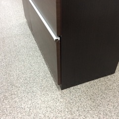 【引き出しソフトクローズ】キッチンボード　松田家具　 ダイニングボード レンジボード 食器棚 カップボード スライド扉　ソフトクローズ仕様  幅117.3cm ：ダークブラウンの画像