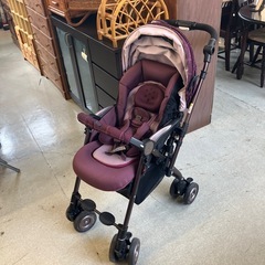 サ2511-189 Aprica ソラリア 両対面式ベビーカー 乳母車SG基準 A形 1ヶ月〜36ヶ月頃まで パープル チェック柄 キズ汚れ有りの画像