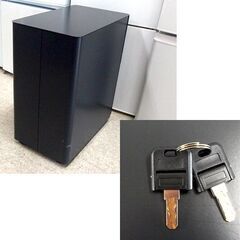 スリムワゴン 3段 シリンダー錠 オールロック スチールワゴン 袖机 幅30cm ブラック キャスター付き ☆ 札幌市北区屯田 の画像