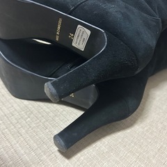 卑弥呼　ブラック スエード レザー折り返しロングブーツ　23.5㎝の画像