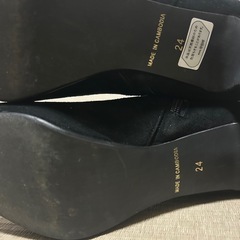 卑弥呼　ブラック スエード レザー折り返しロングブーツ　23.5㎝の画像