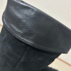 卑弥呼　ブラック スエード レザー折り返しロングブーツ　23.5㎝の画像