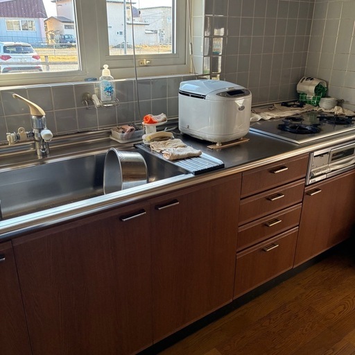 Rinnai　サンウェーブ　システムキッチン　ウッド調　木目　ステンレス