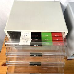 【B404】レターケース/2個セット/デスクキャビネット/収納/4段/書類棚/中古の画像