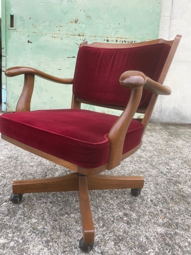 オールド　カリモク　コロニアル　キャスター付きチェア