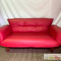 【A140】2人掛け カウチソファ 合皮　在庫2点の画像