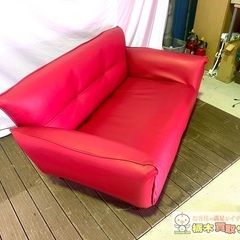 【A140】2人掛け カウチソファ 合皮　在庫2点の画像