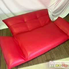 【A140】2人掛け カウチソファ 合皮　在庫2点の画像