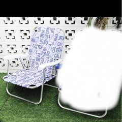 折りたたみ式 ビーチチェア　白2脚セット　ハイバックの画像