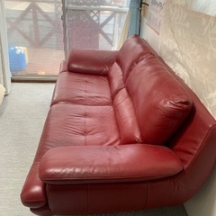 ソファ イタリア製 3P 3人掛け レッド　ワインレッド　レッド　赤　定価22万 中村家具　ソファーの画像
