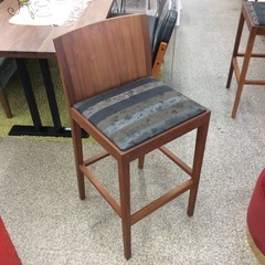 【日進木工のハイチェア】ダイニングチェア 日進木工　nissin カウンターチェア チェア　椅子　イス　布座面　花柄　：ダークブラウンの画像