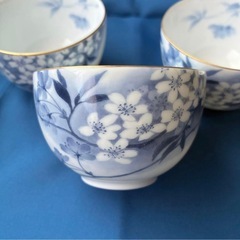 【未使用】宇野千代　青い花柄　湯飲5個セットの画像