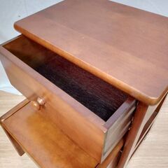 【B408】踏み台　木製　収納スペースあり　2段　高さ51㎝の画像